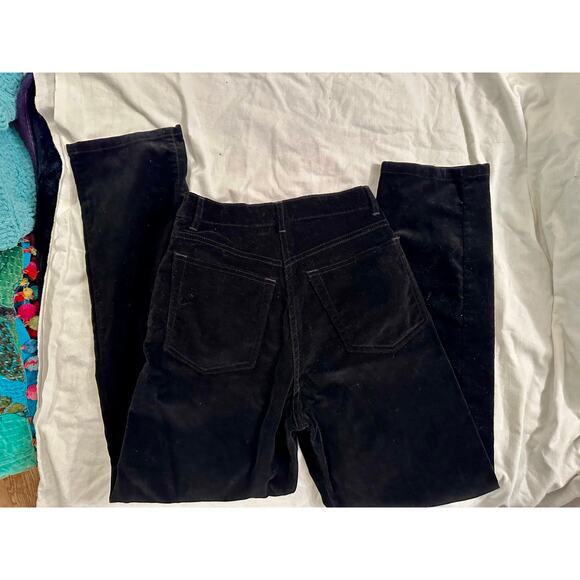 VINTAGE EIGHTIES RALPH LAUREN BLACK COTTON VELVET HIGH WAISTED JEANS 27 - Picture 2 of 10